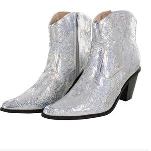 Helen's Heart HELEN'S HEART SHORT SILVER SEQUINS COWBOY BOOTS
